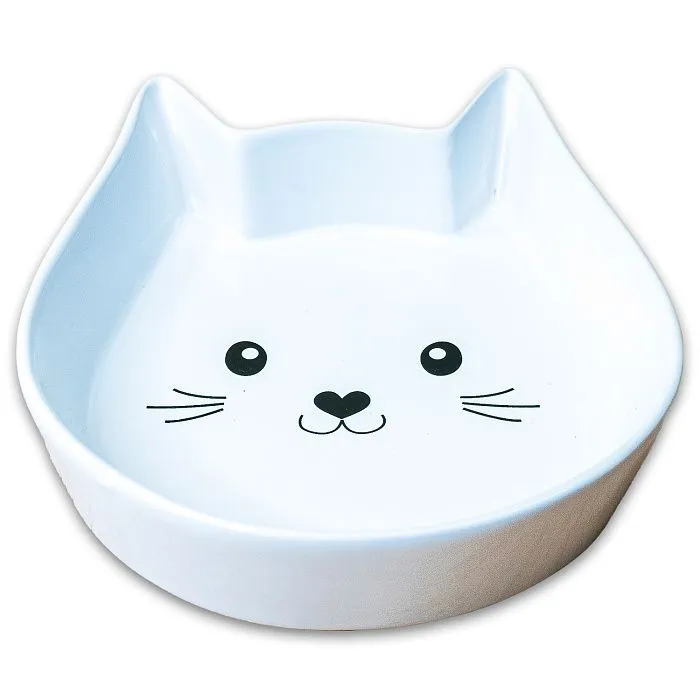 КерамикАрт миска д/кошек "Мордочка кошки"черно белая 200мл