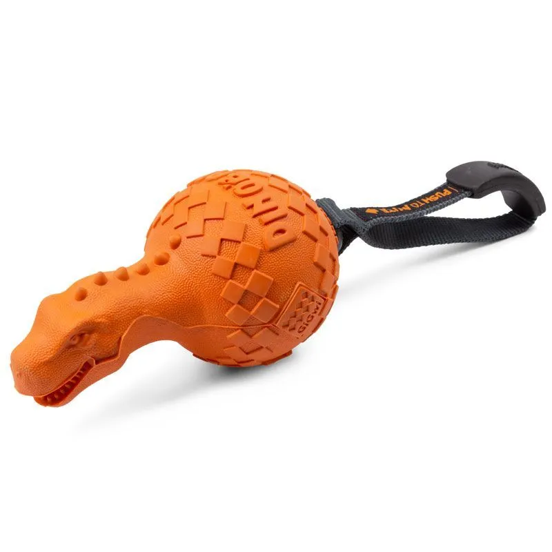GiGwi игрушка д/собак Динобол Т-рекс,с отключаемой пищалкой, 13см,оранжевый