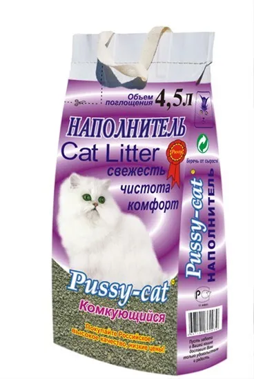 Pussy-Cat Cat Litter наполнитель д/кошек, комкующийся, 4.5 л, 3.6 кг