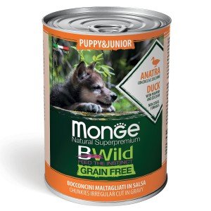 Monge BWILD консервы из утки с тыквой и кабачком д/щенков(400гр)