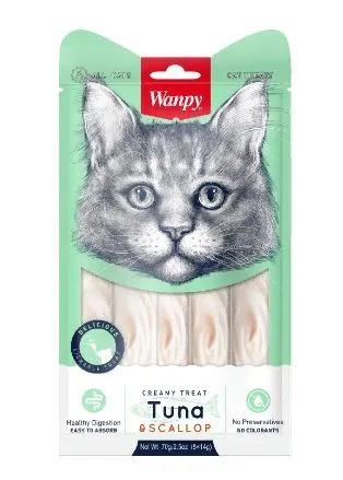 Wanpy Cat пюре для кошек, тунец и гребешок (70г)