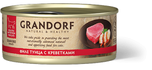 GRANDORF (консерв.) д/кошек,филе тунца с креветками (70г)