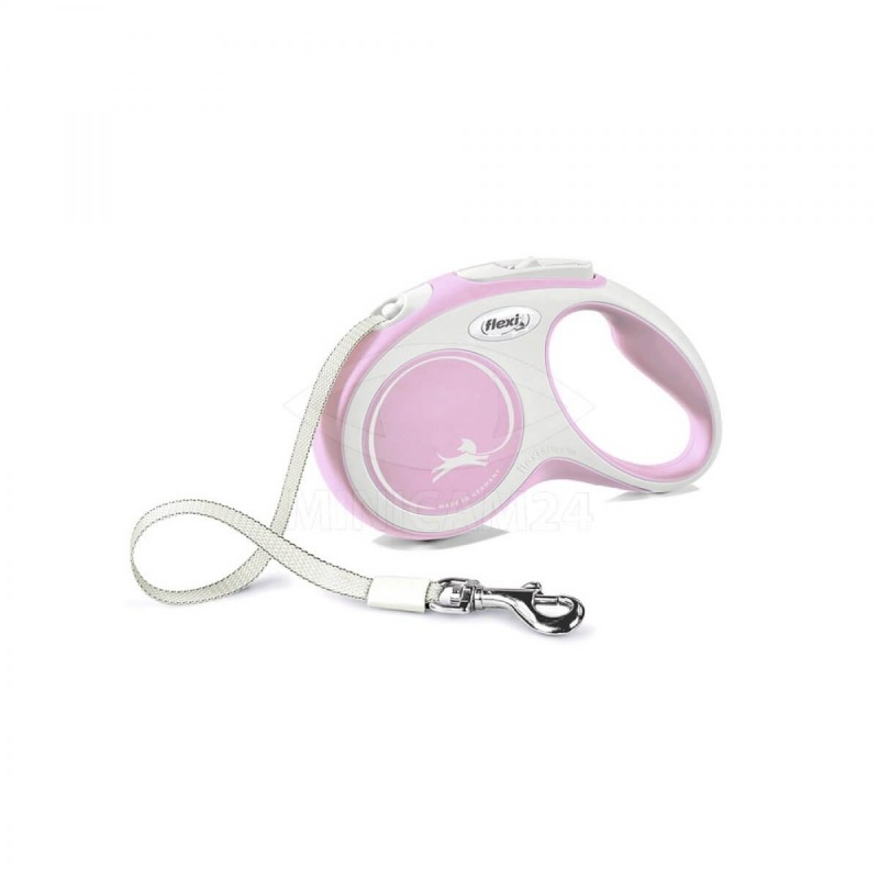 Рулетка Flexi S (до 15 кг), 5 м, лента, серый/розовый