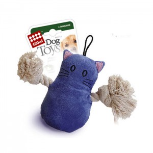 GiGwi игрушка для собак Кот, с пищалкой, ткань/пластик