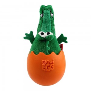 GiGwi игрушка для собак Крокодил-неваляшка, с пищалкой, 14 см