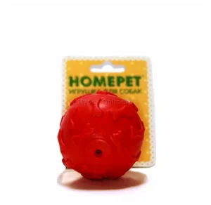 Homepet TPR игрушка д/собак, мяч с пищалкой, для чистки зубов, 7 см