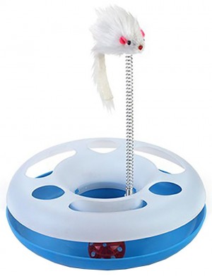 ЧК игрушка д/кошек Трек-круг с меховой мышкой на пружинке, 25 см,