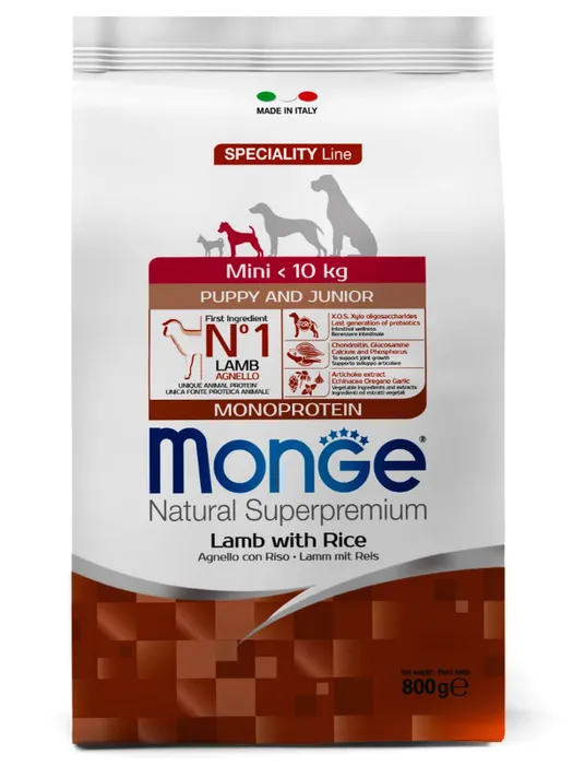 Monge Dog корм для щенков мелких пород ягненок с рисом и картофелем (800r)