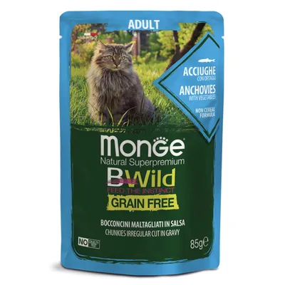 Monge BWILD из анчоусов с овощами д/кошек (85гр)