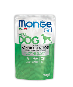 Monge Dog Grill паучи для собак ягненок с овощами (100гр)