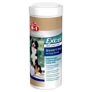 Эксель 8 в 1 Пивные дрожжи с чесноком д/крупных пород собак (80таб)